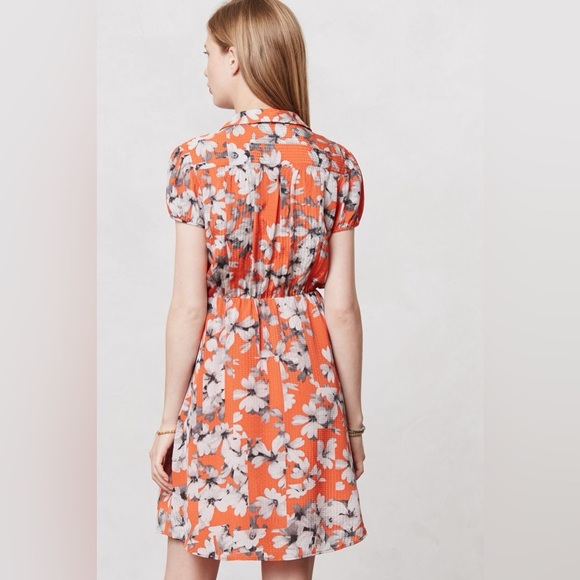 Anthropologie Maeve Vibrant Orange and Colorful Floral Patterned Dress Size 6 - Picture 1 of 8